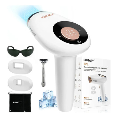 Depiladoras Definitiva Ipl Eumaty Permanente Profesional 999,999 Impulso De Luz,laser depilacion Sin Dolor Permanente Con Enfriamiento 9 Mode,alta Densidad Energética De 21 J \u002F 3,3 Cm² Con 2 Cabezales | Meses sin interés