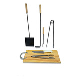 Set Asador Tabla Herradura Cuchillo Pinza Parrilla 7 Piezas