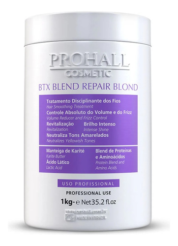Botox Matizador Prohall Platinum Blond Reduz Volume Frizz 1k