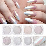 Coleção 6 Pós Sereia Para Unhas Em Gel Uv Chrome Gliter