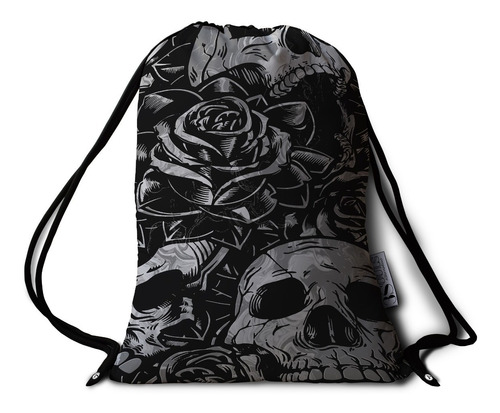 Tula Deportiva Impermeable Calavera Rosas