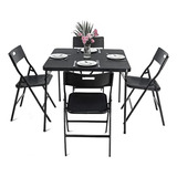 Picnic Table Plastic Folding Camping Table W/4 Seats Indoor