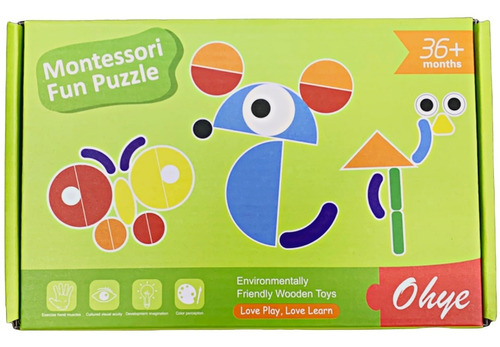 Rompecabezas Tangram Juego Madera Montessori 39 Piezas Niños