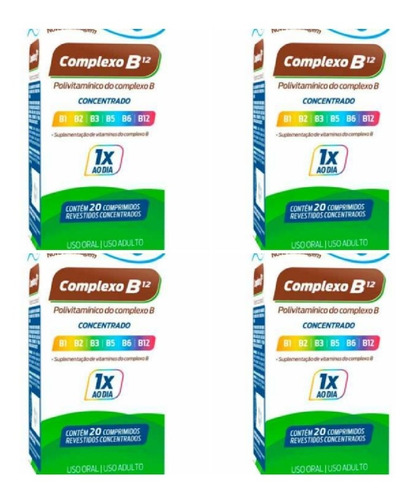 Kit 4 Complexo B Concentrado Ems 80 Compridos 100% Original