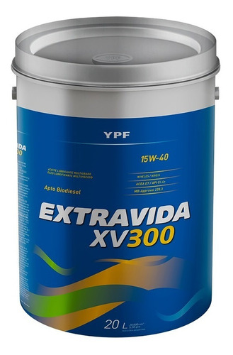 Aceite Ypf Extravida Xv300 15w40 Mineral X 20 Lts Balde