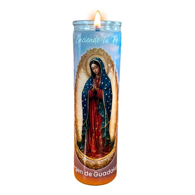 Veladora Vaso Cien Imagenes | 12 Pzas Color Blanco Fragancia No Virgen De Guadalupe
