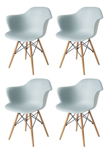 Silla Eames Con Descansabrazos Comedor Soporte Metal, Set 4