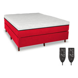 Colchão Magnético Casal 1,38x1,88 Hr Premium Massageador 2 Controles Energia Bio Quântica Infra Vermelho + Cama Box