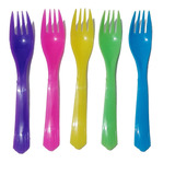 Kit 20 Tenedor Plastico Reutilizable Economico Colores 