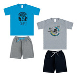 Kit 2 Roupa Menino Festa Verão Confortável Infantil Camiseta