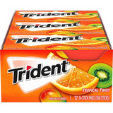 Trident Sin Azúcar Chicle Con Xilitol 12 Pack 168pz Tropical