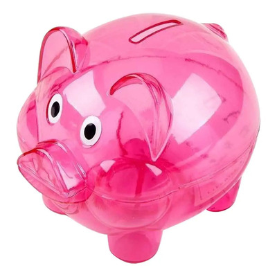 Alcancia Cerdito Transparente Infantil Plástico Sellada Color Rosa Cerdito Transparente De Dibujos Animados | MercadoLibre