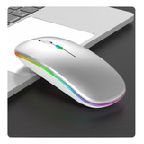 Mouse Sem Fio Com Led Recarregável Cor Prateado