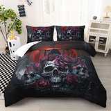 Ailonen Juego De Ropa De Cama Con Diseño De Calavera, Tama.