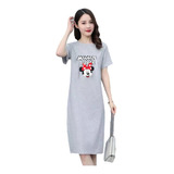 Vestido/camiseta Casual De Manga Corta Mickey Para Mujer