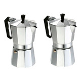 Combo X2 Cafeteras Espresso Italianas Moka 12 Tazas Plata