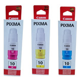 3 Botellas Tinta 10 Color Canon Para G5010 G5011 G6010 G7010