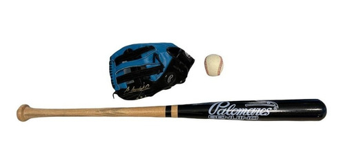 Kit Beisbol Adulto Manopla Zurda Pelota Y Bat Palomares Fpx