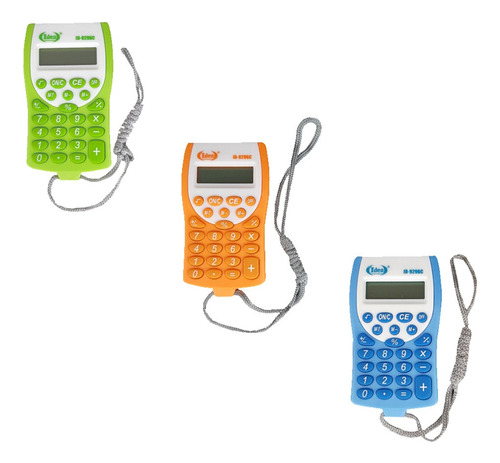 1 Mini Calculadora C/ Cordão Cor Variada 8 Dígito Portátil