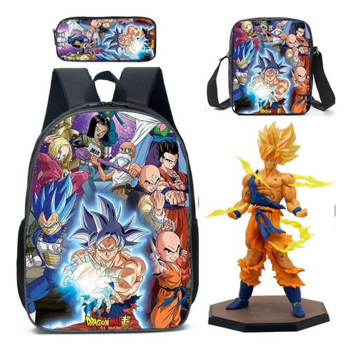 4 Unidades/set Mochila Dragon Ball Goku With Bandolera Y Est