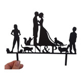 Topper Cake Adorno De Torta Casamiento Con Hijos Y Mascotas