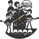 Reloj The Beatles Calado En Madera Deco Negro