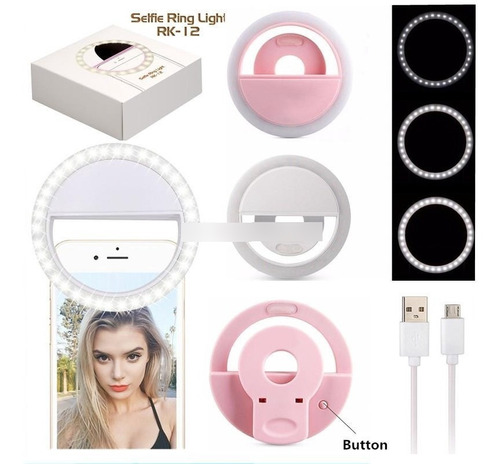 Aro Luz Led Selfie Recargable Usb Celular Ring Light Tablet