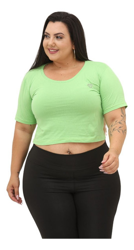 Cropped Tshirt  Cavada Feminino Plus Size Blusinha Gringa