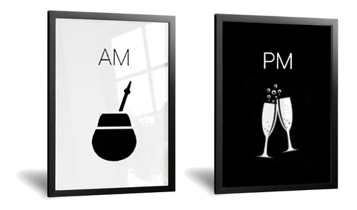 Cuadros Minimalistas Diptico  Am/pm Mate Champagne  42x60 Cm