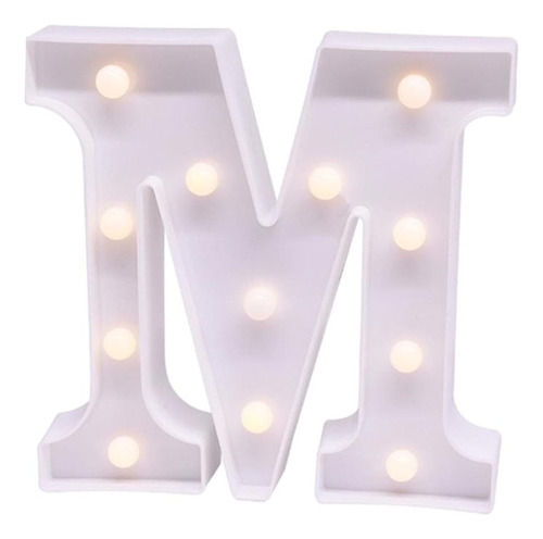 Luminária Decorativa Led 3d  Letra M Branca 22cm Decoração