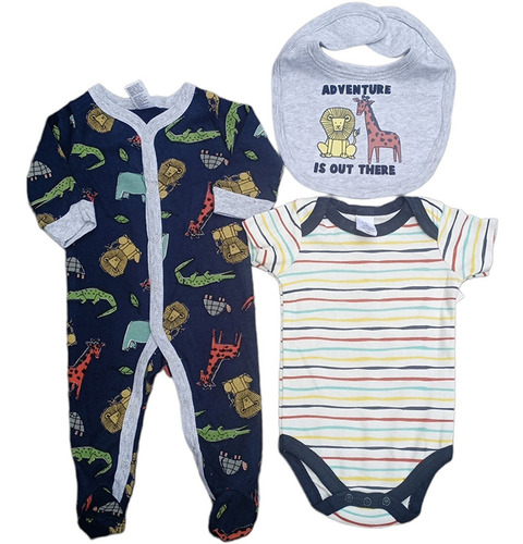 Primera Muda Body Pijama Babero Bebe Niño León Baby Kids