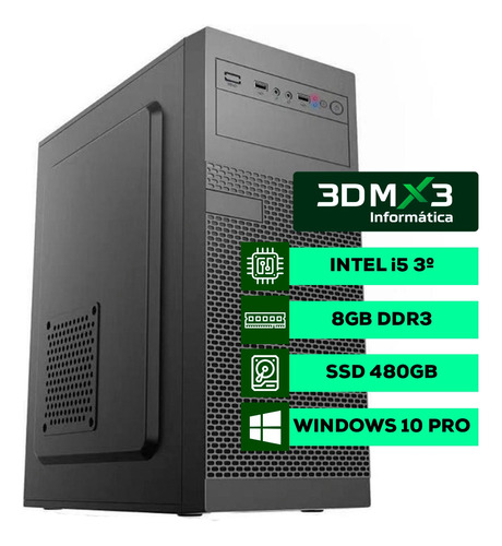 Computador Cpu Pc Torre Core I5 3° 8gb Ssd 480gb Com Nf