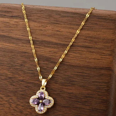 Collar De Trébol De Cuatro Hojas De Acero De Titanio Para Mu | Envío gratis