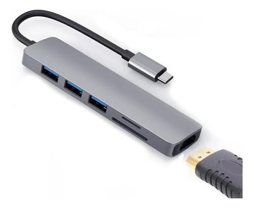 Adaptador Usb Hub Hdmi Tipo C 3 X Usb 3.0  6en1