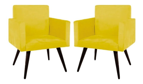 Kit 2 Poltronas Decorativas Nina Reforçada Amarelo Promoção