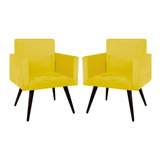 Kit 2 Poltronas Decorativas Nina Reforçada Amarelo Promoção