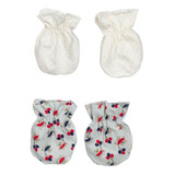 Kit 2 Pares De Luva Bebê Algodão Urso Bege Zip