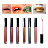 Brillo Lip Gloss Hidratante Efecto Metalizado Glitter 6pz 