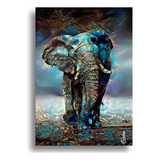Cuadro Decorativo Moderno   Elefante  Azul