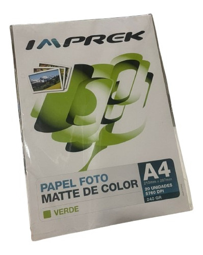 Papel Mate Bifaz A4 240gr 100hojas Verde Amarillo