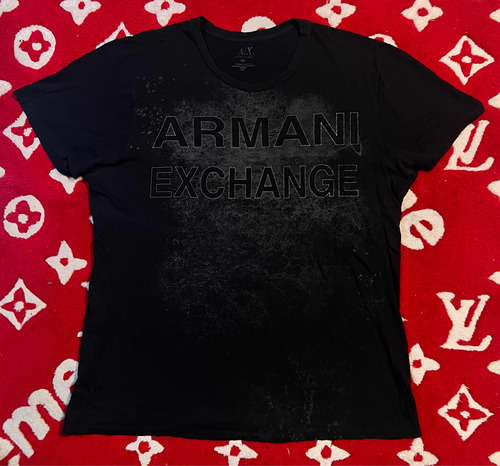 Remera Armani Exchange Negra Estampa