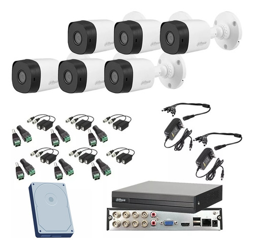 Kit Video Vigilancia 6 Cámaras 4 Mp Dahua Cctv 1 Tb Baluns