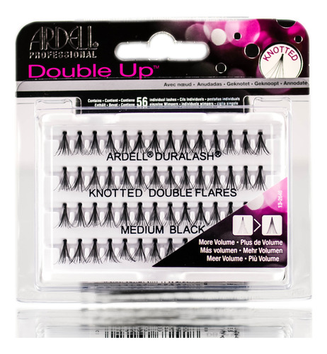 Pestañas Postizas Ardell Double Up Anudadas, Color Negro Med