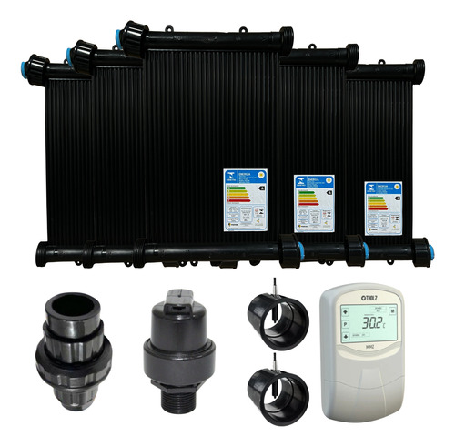 Kit Aquecimento Solar Piscina 20placas 5mt Rosca+valvs+cdt