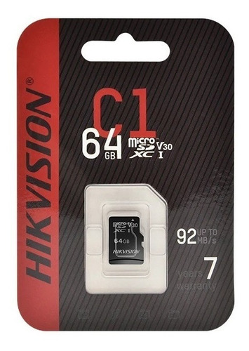 Cartão De Memoria Microsd 64gb Hikvision C1 Imediato