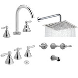 Combo Grifería Hydros Kiss Lever Lav Bidet Ducha Flor 20x20