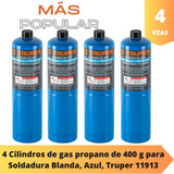 4 Cilindros Gas Propano Azul Plomeria Soldar Truper 11913 