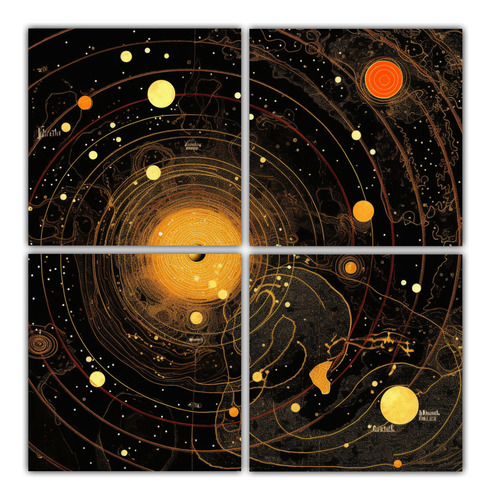 100x100cm Cuadro De Mapa Del Sistema Solar Estilo Pintura Ru