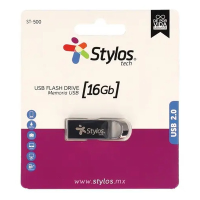 Kit 10 Memorias USB Stylos Tech ST100 16GB 2.0 Plateadas | Envío gratis