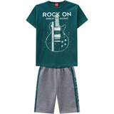 Conjunto Kyly Roup Infantil Masculin Rock Guitar Verão 4 6 8